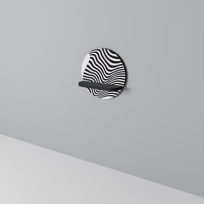 ILLUSIONARY FLOW Round Art Shelf In Black Finish