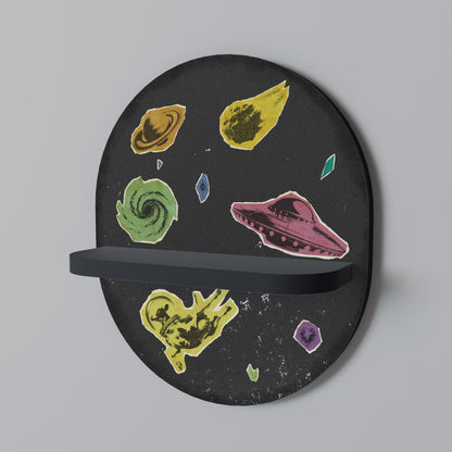 GALAXY MORSEL Oval Art Shelf In Black Finish