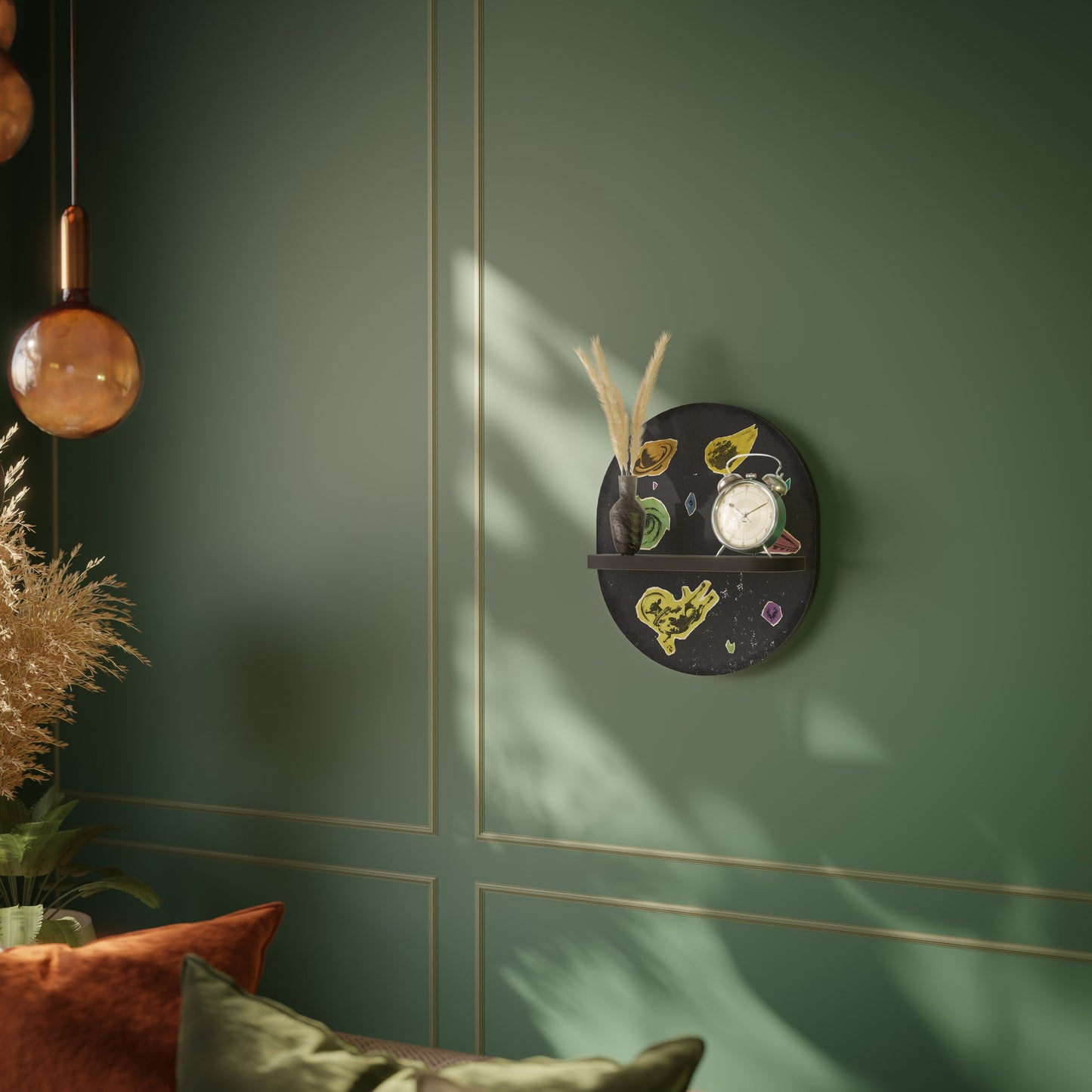 GALAXY MORSEL Oval Art Shelf In Black Finish