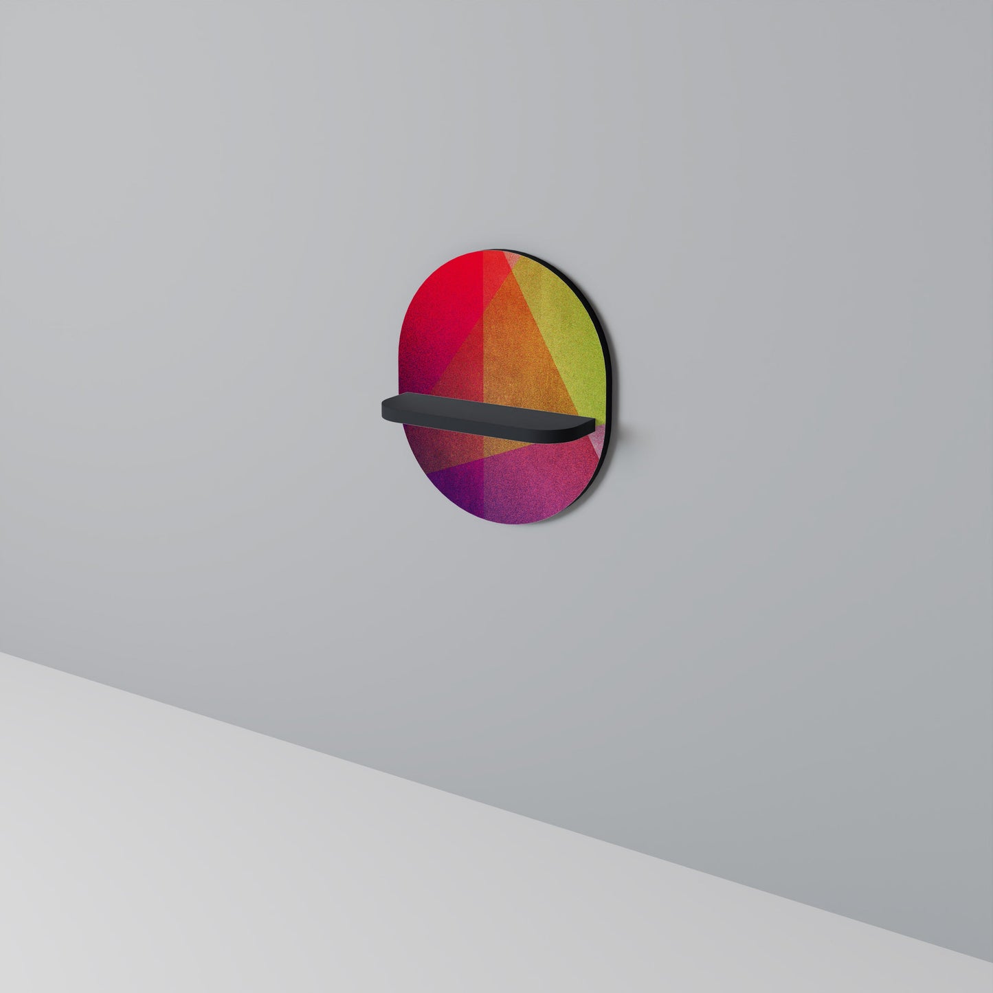 VIVID GEOMETRY Oval Art Shelf In Black Finish