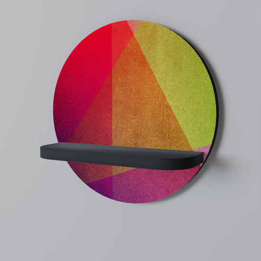 VIVID GEOMETRY Round Art Shelf In Black Finish