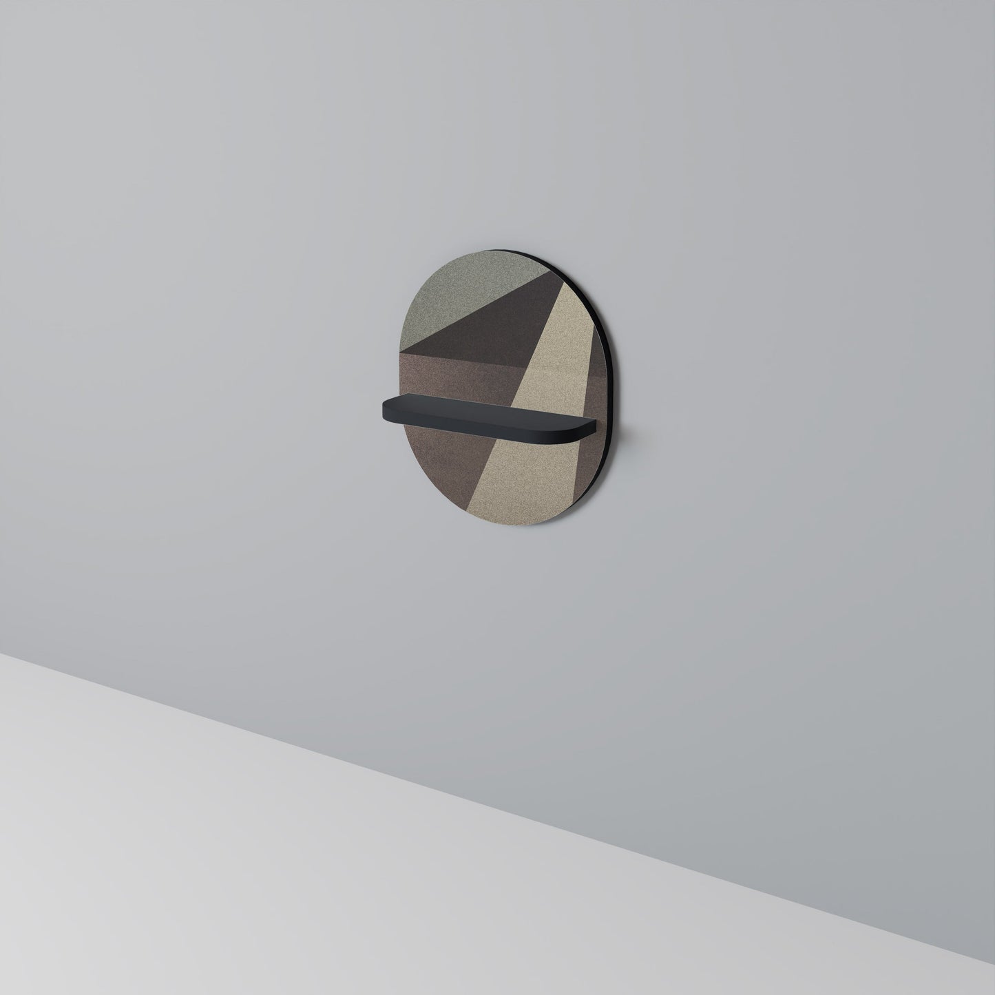 BEIGE GEOMETRY Oval Art Shelf In Black Finish