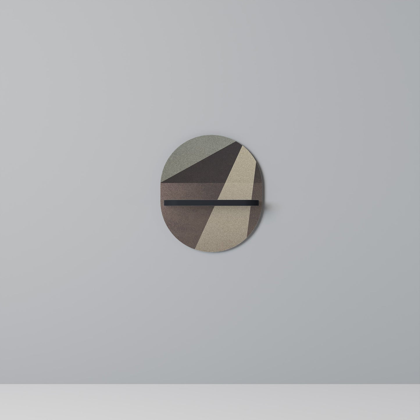 BEIGE GEOMETRY Oval Art Shelf In Black Finish