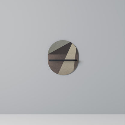 BEIGE GEOMETRY Oval Art Shelf In Black Finish