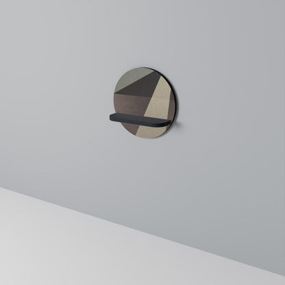 BEIGE GEOMETRY Round Art Shelf In Black Finish