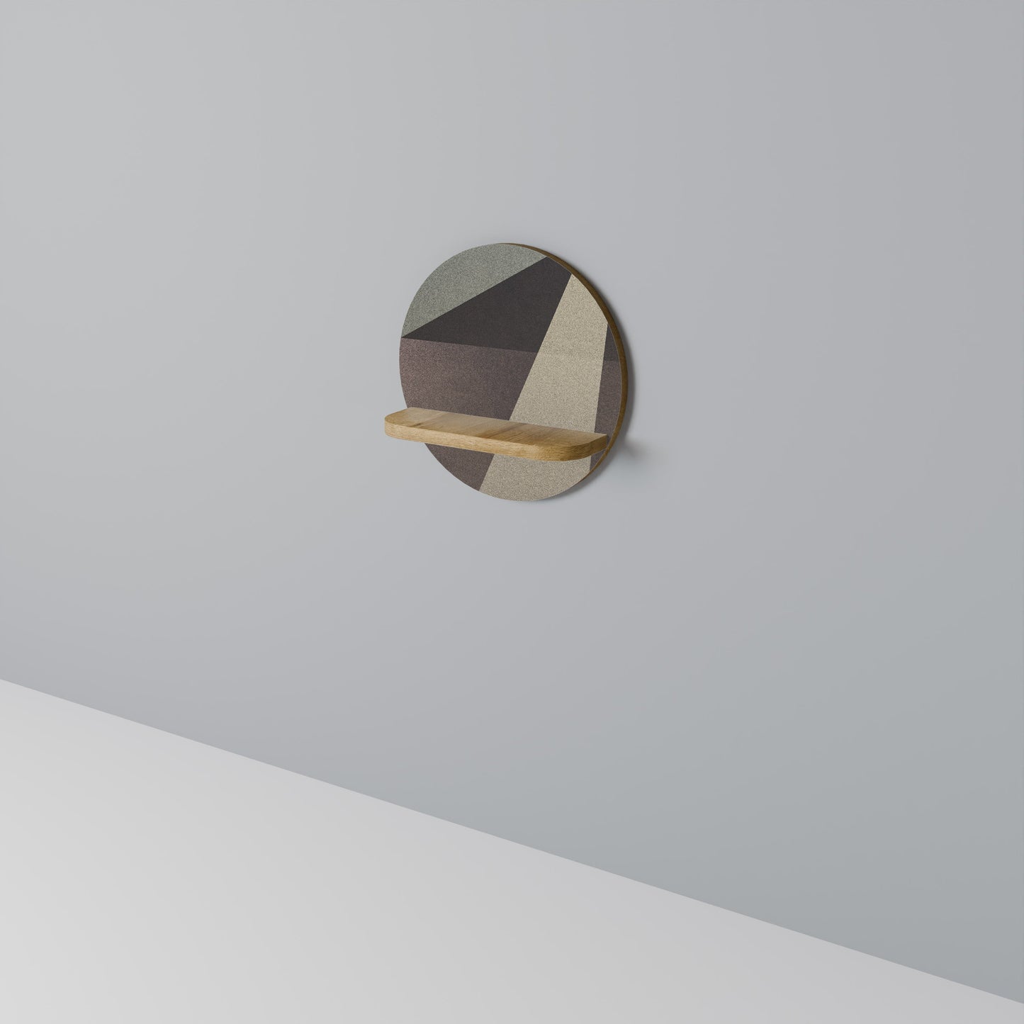 BEIGE GEOMETRY Mensola Rotonda Decorativa in Effetto Rovere