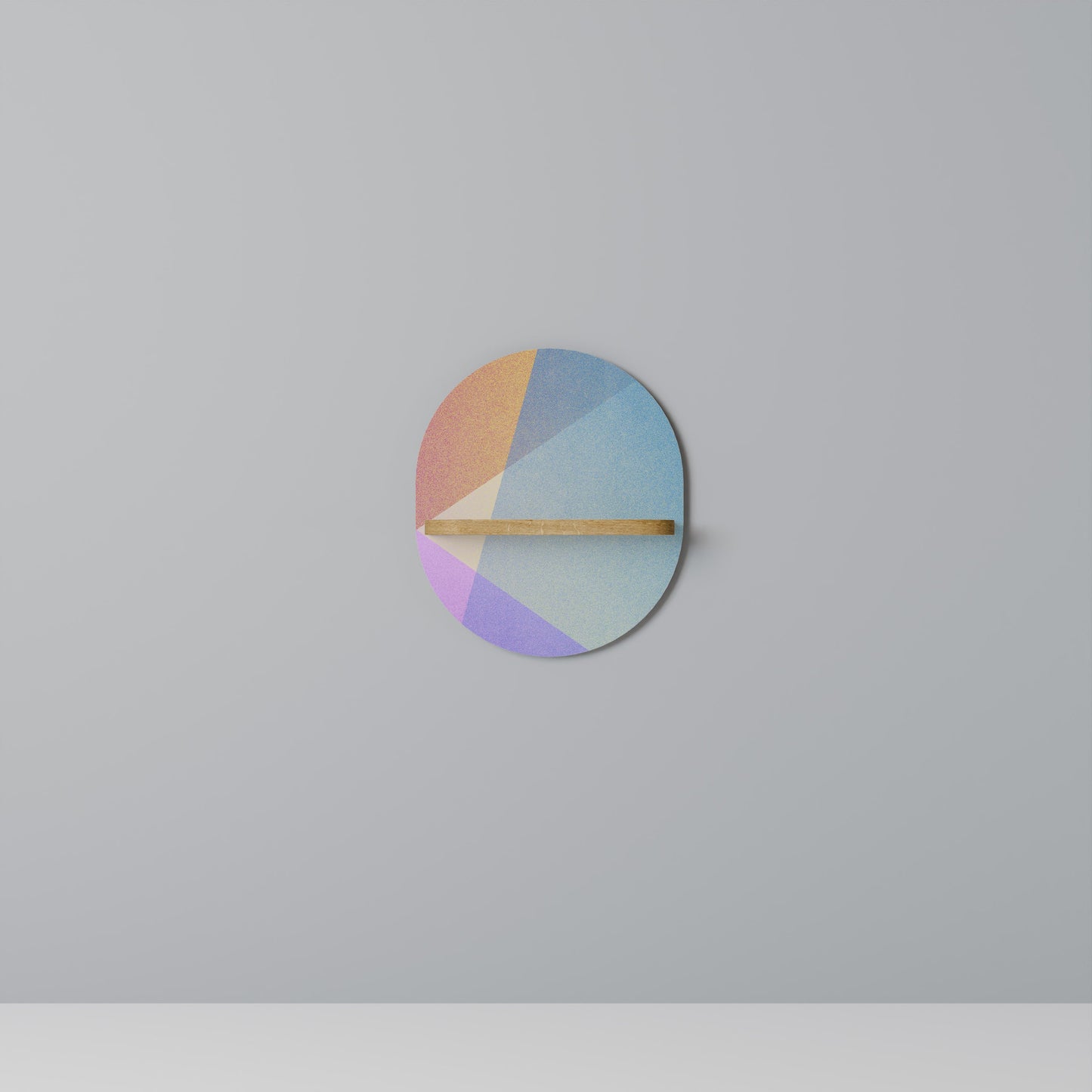 BRIGHT GEOMETRY Oval Art Shelf In Oak Effect