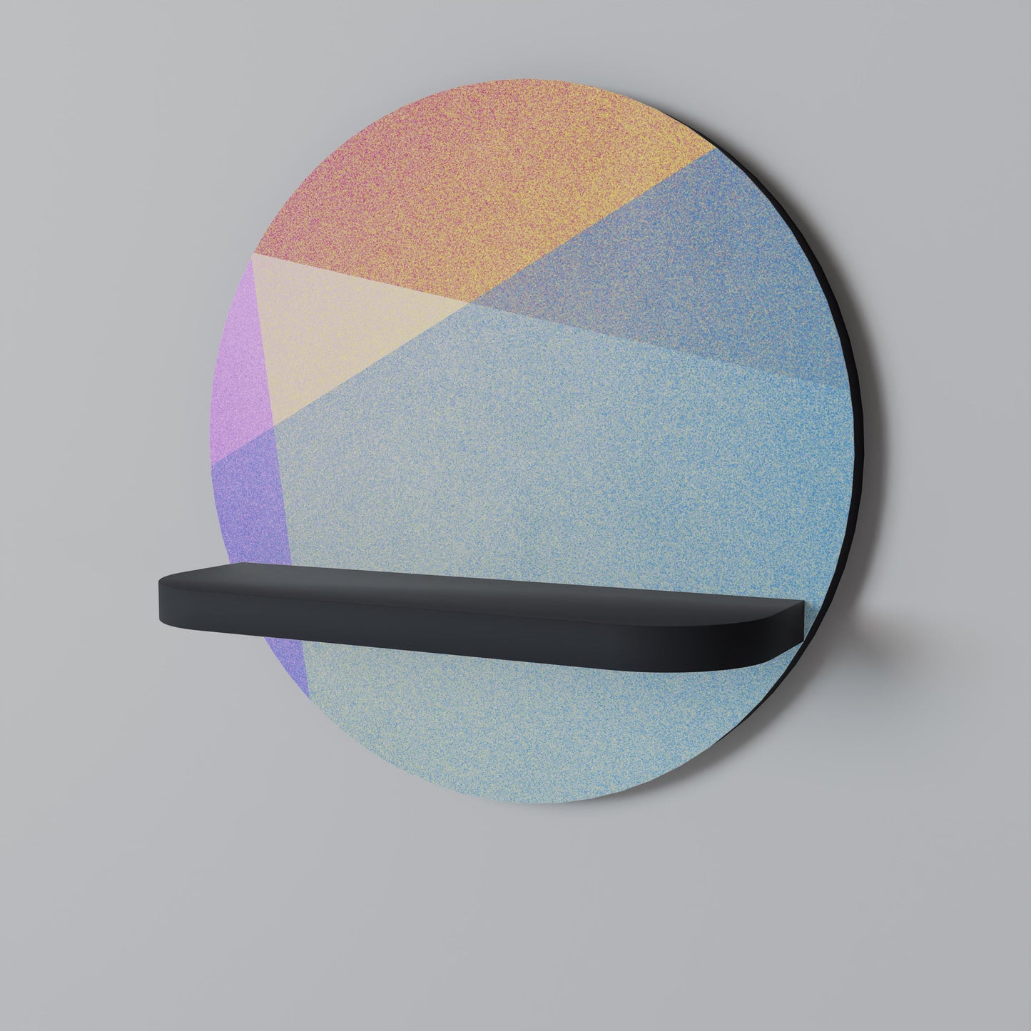 BRIGHT GEOMETRY Round Art Shelf In Black Finish