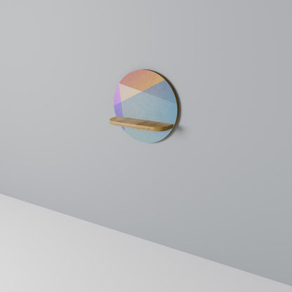 BRIGHT GEOMETRY Round Art Shelf In Oak Effect