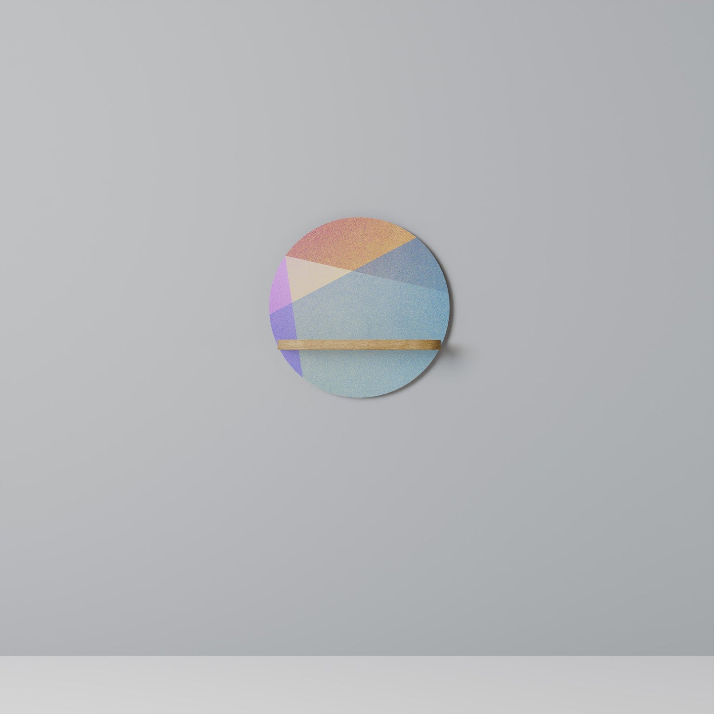 BRIGHT GEOMETRY Round Art Shelf In Oak Effect