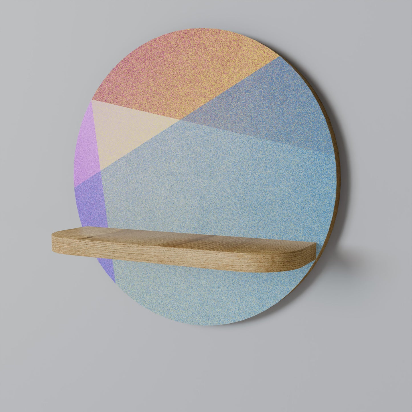 BRIGHT GEOMETRY Round Art Shelf In Oak Effect