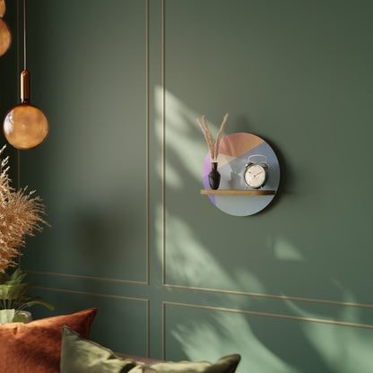 BRIGHT GEOMETRY Round Art Shelf In Oak Effect