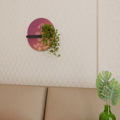 IRREGULAR PINK Oval Art Shelf In Black Finish