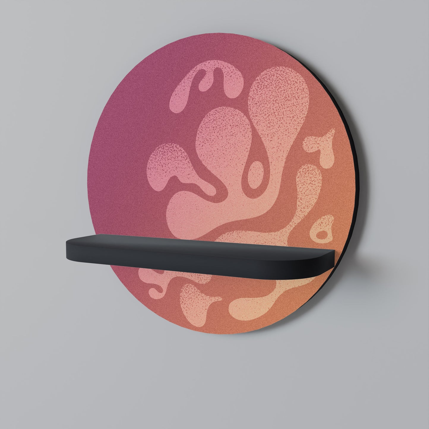 IRREGULAR PINK Round Art Shelf In Black Finish