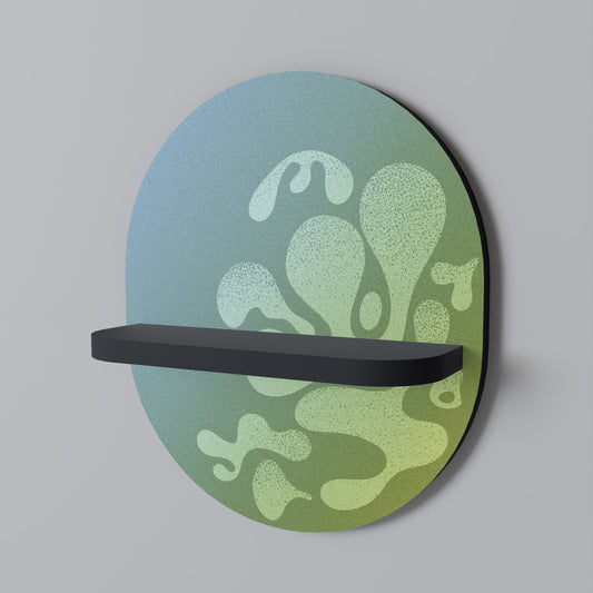 IRREGULAR BLUE Oval Art Shelf In Black Finish