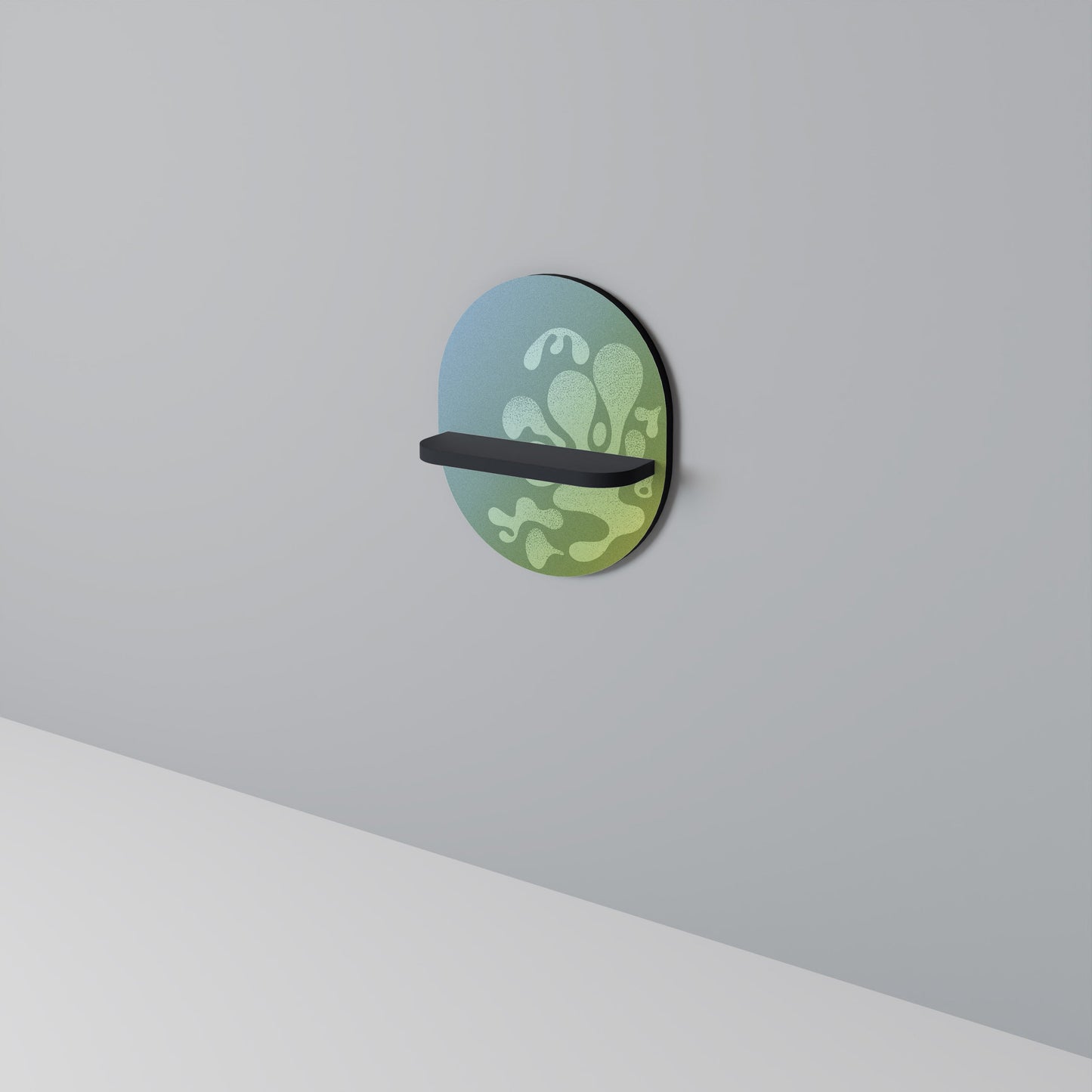 IRREGULAR BLUE Oval Art Shelf In Black Finish