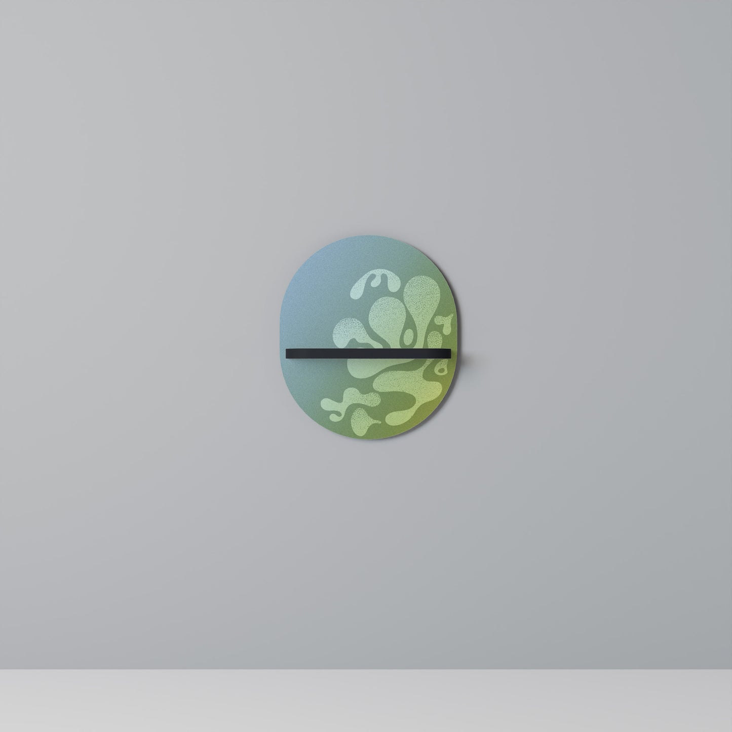 IRREGULAR BLUE Oval Art Shelf In Black Finish