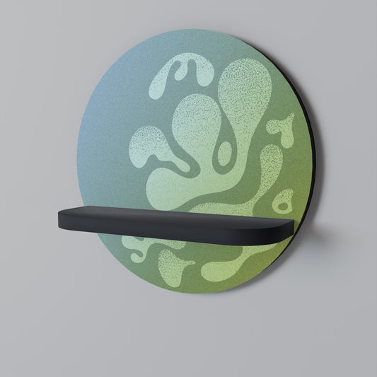 IRREGULAR BLUE Round Art Shelf In Black Finish