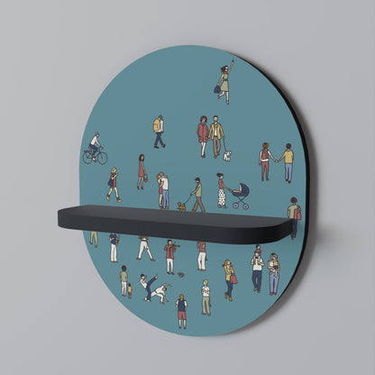 COLLECTIVE STREAM Oval Art Shelf In Black Finish