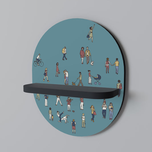 COLLECTIVE STREAM Oval Art Shelf In Black Finish