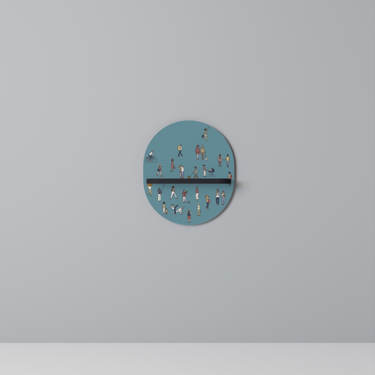 COLLECTIVE STREAM Oval Art Shelf In Black Finish