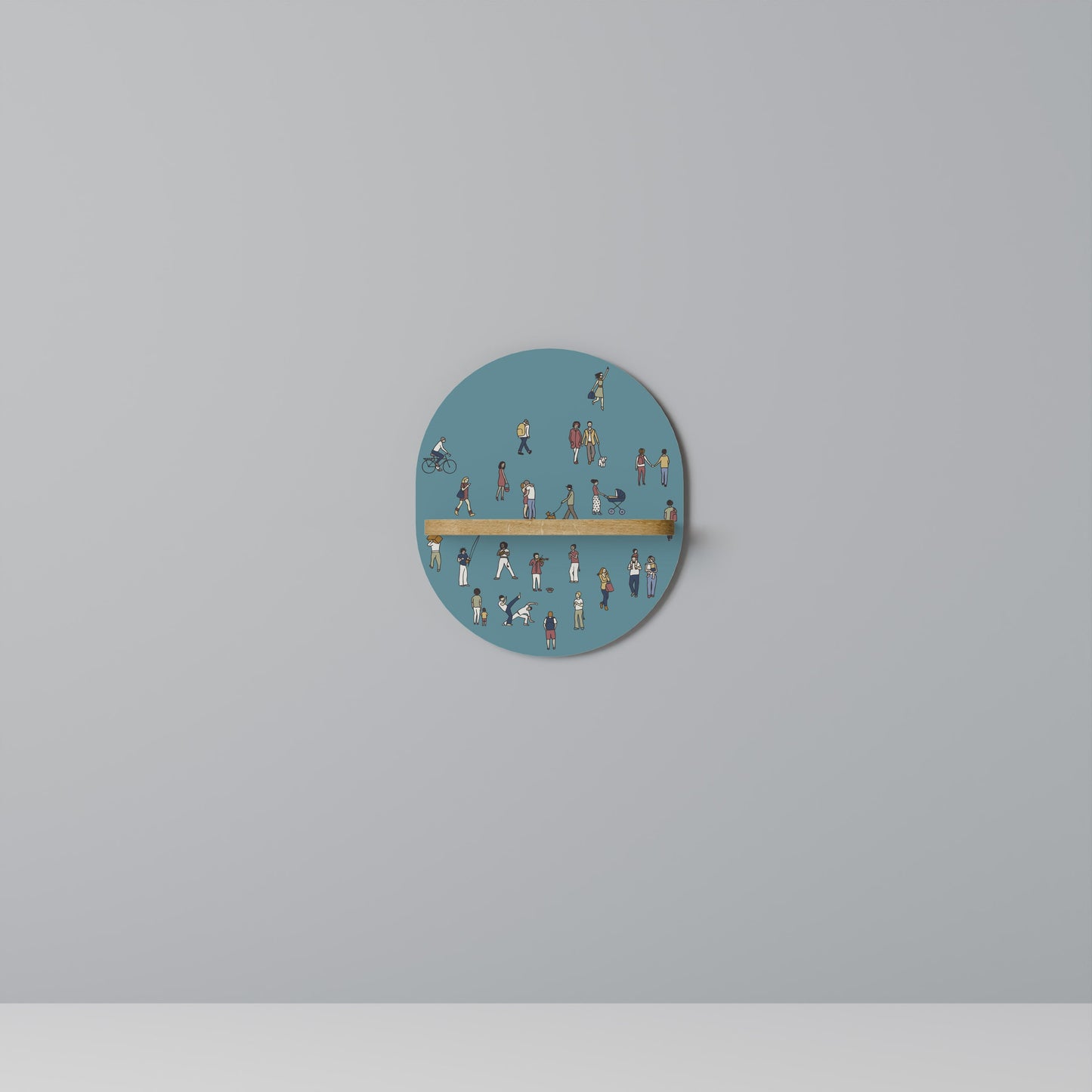 COLLECTIVE STREAM Oval Art Shelf In Oak Effect