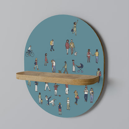 COLLECTIVE STREAM Oval Art Shelf In Oak Effect
