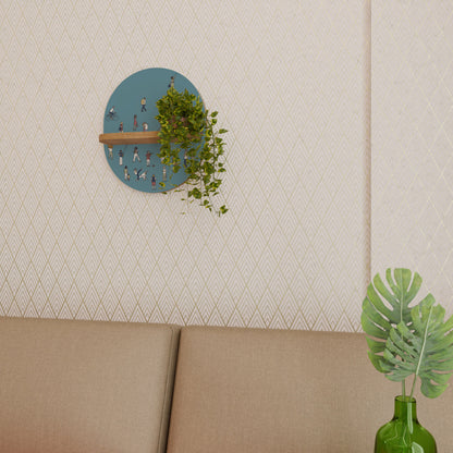 COLLECTIVE STREAM Oval Art Shelf In Oak Effect