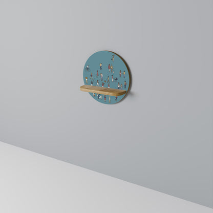 COLLECTIVE STREAM Round Art Shelf In Oak Effect