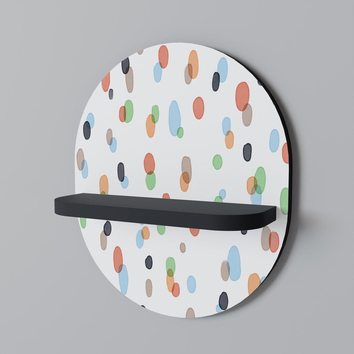 ENERGETIC SPOTS Oval Art Shelf In Black Finish