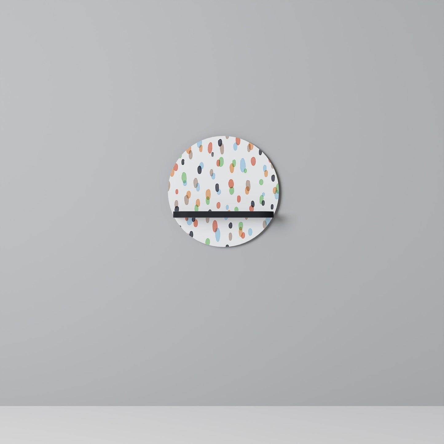 ENERGETIC SPOTS Round Art Shelf In Black Finish