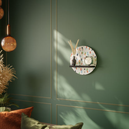 ENERGETIC SPOTS Round Art Shelf In Black Finish