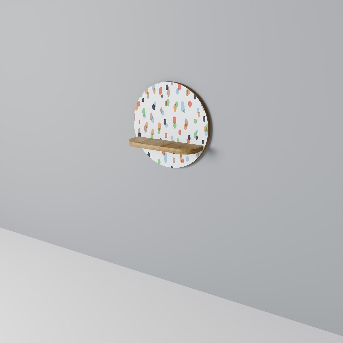 ENERGETIC SPOTS Mensola Rotonda Decorativa in Effetto Rovere