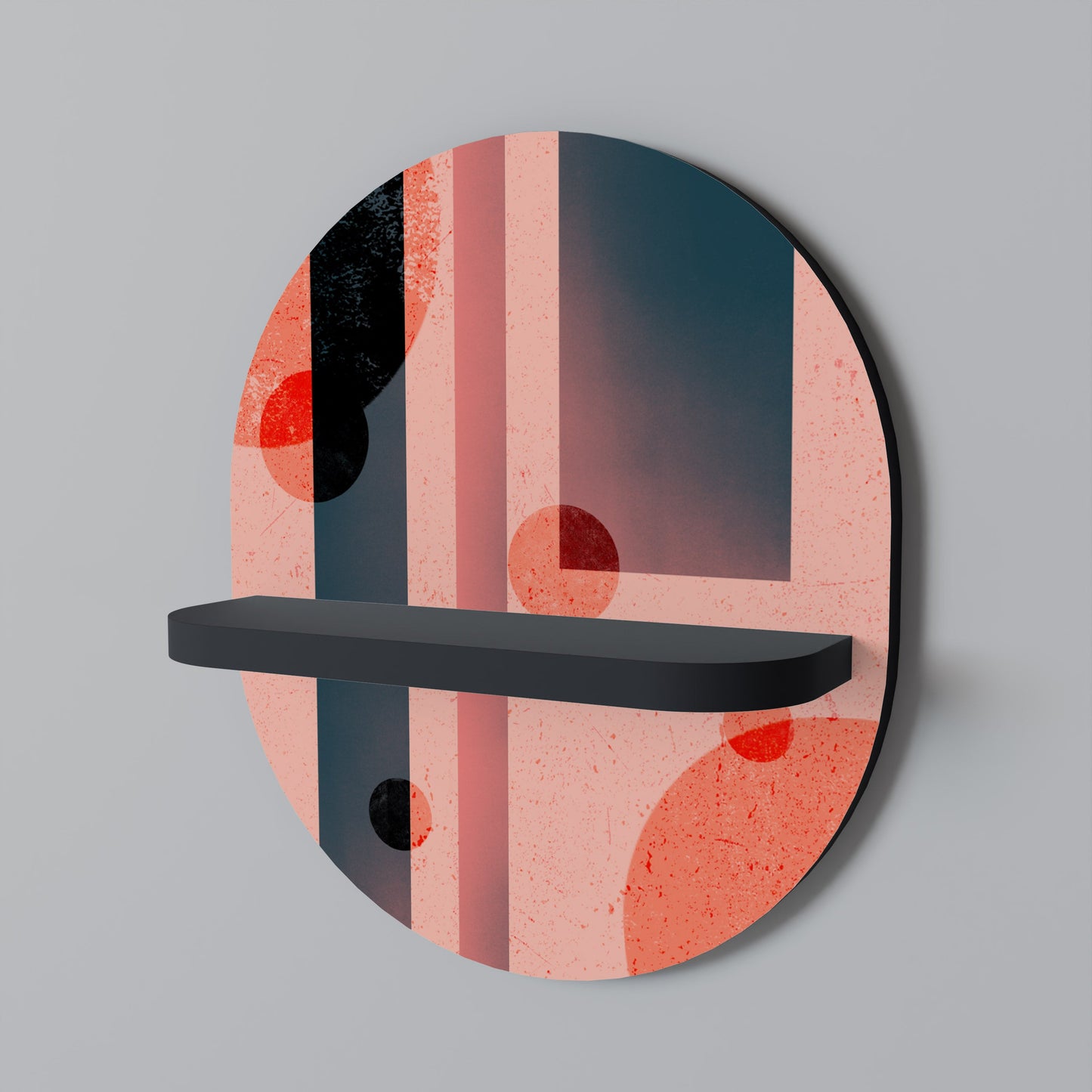 BLUSHED SPECTRUM Oval Art Shelf In Black Finish