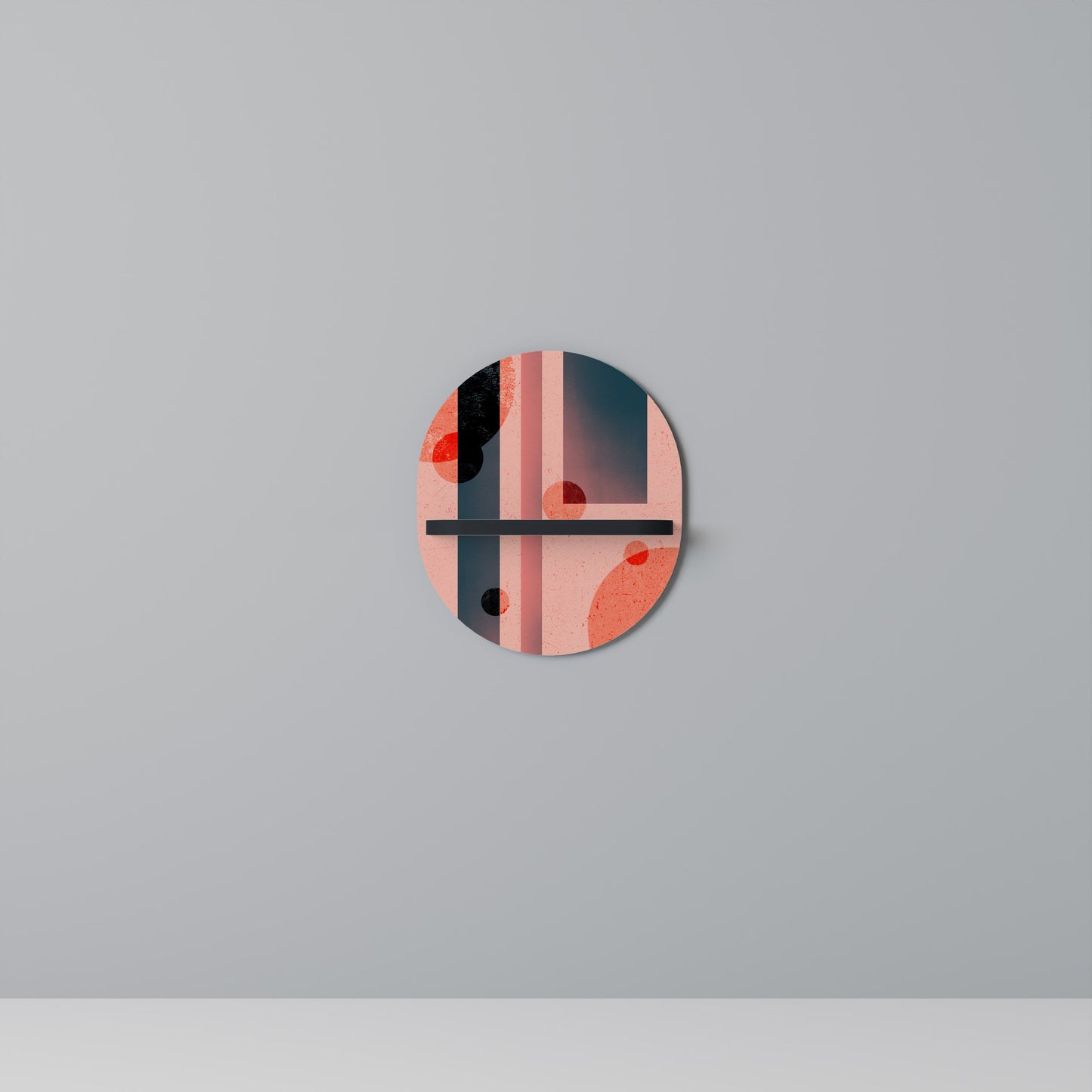 BLUSHED SPECTRUM Oval Art Shelf In Black Finish