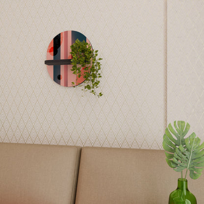 BLUSHED SPECTRUM Oval Art Shelf In Black Finish