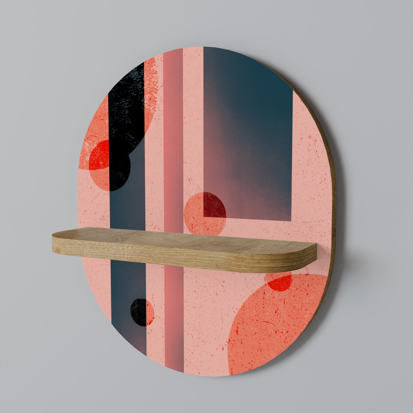 BLUSHED SPECTRUM Mensola Ovale Decorativa in Effetto Rovere