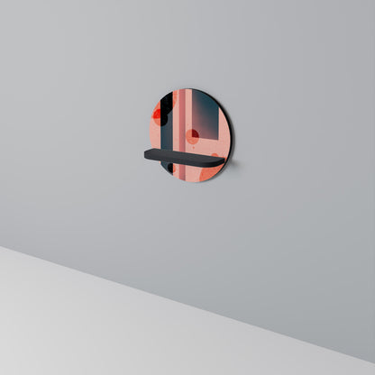 BLUSHED SPECTRUM Round Art Shelf In Black Finish