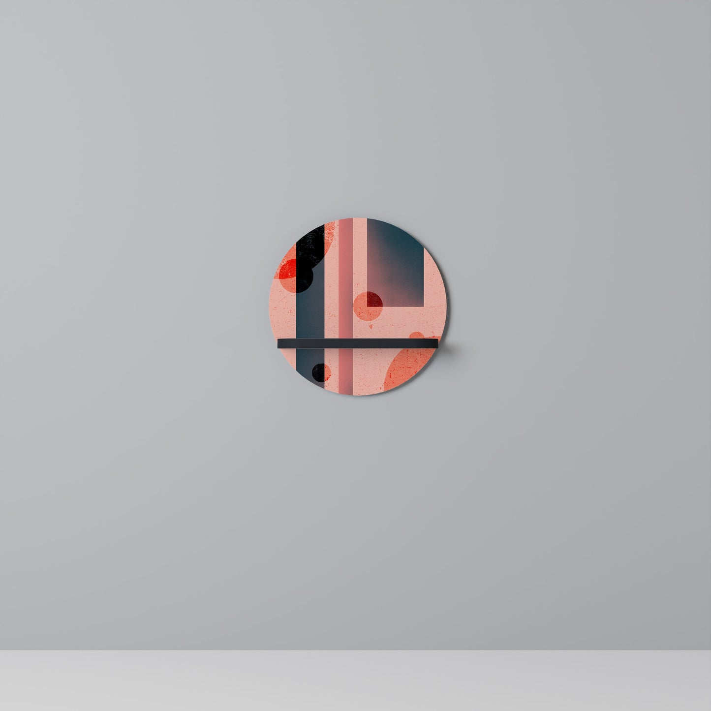 BLUSHED SPECTRUM Round Art Shelf In Black Finish