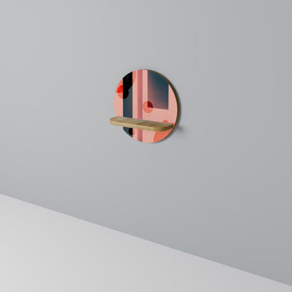 BLUSHED SPECTRUM Round Art Shelf In Oak Effect