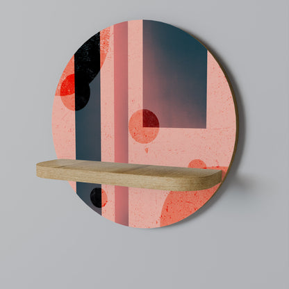 BLUSHED SPECTRUM Round Art Shelf In Oak Effect