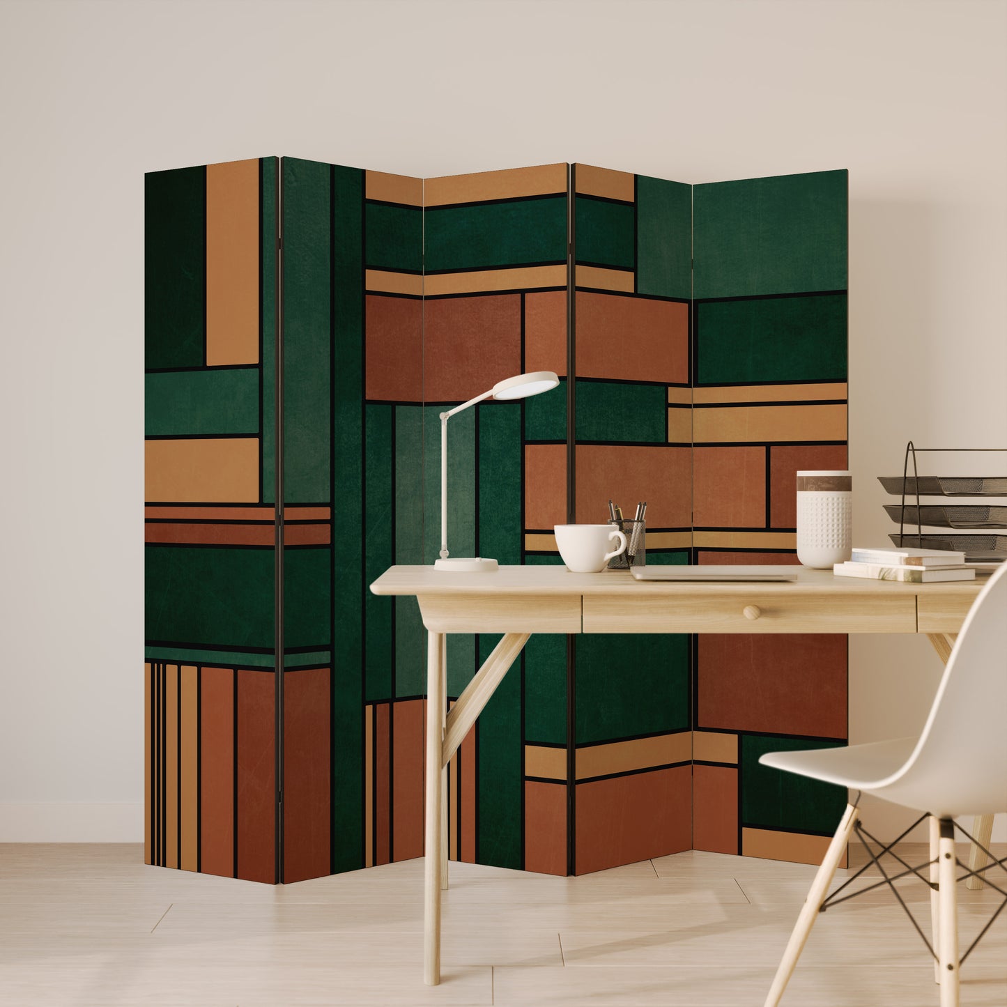 EARTHY FIGURES Decorative 5-Panel Room Divider