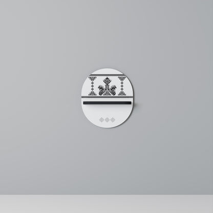 MYTHIC STITCH Oval Art Shelf In Black Finish