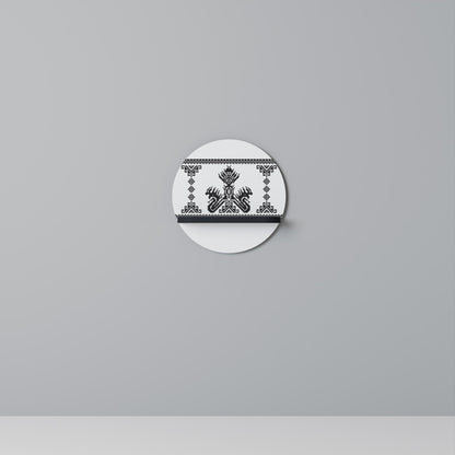 MYTHIC STITCH Round Art Shelf In Black Finish