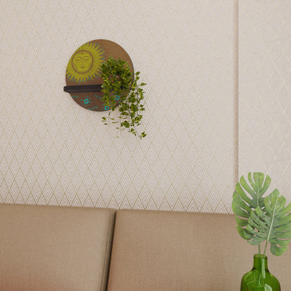 SUNSHINE PRAISE Round Art Shelf In Black Finish