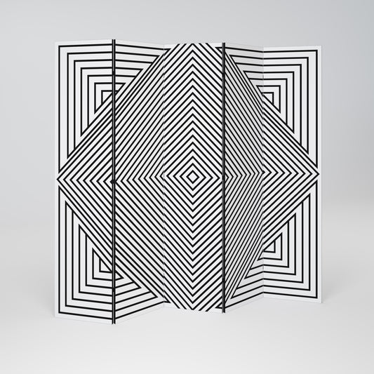 POLYGON ILLUSION Decorative 5-Panel Room Divider