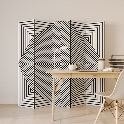 POLYGON ILLUSION Decorative 5-Panel Room Divider
