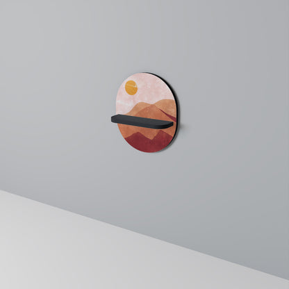 LUMINOUS SUNLIGHT Oval Art Shelf In Black Finish