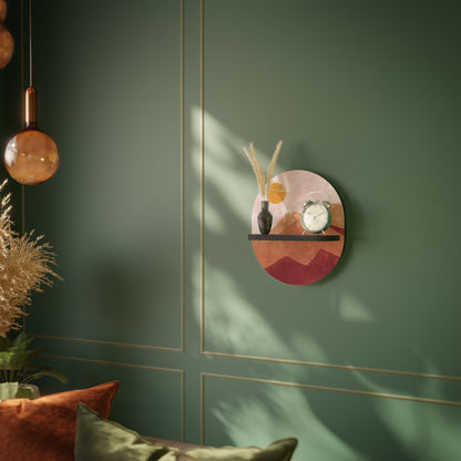 LUMINOUS SUNLIGHT Oval Art Shelf In Black Finish