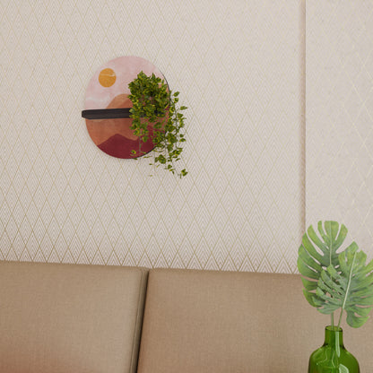 LUMINOUS SUNLIGHT Oval Art Shelf In Black Finish